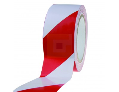 Vloermarkeringstape PVC 150my rood/wit Tape - Plakband